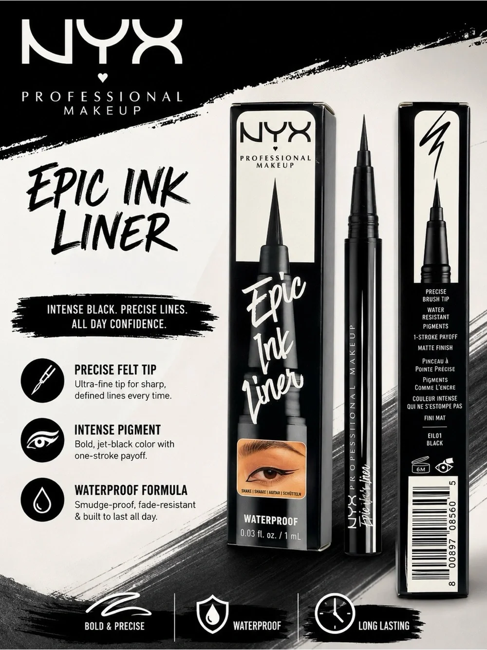 NYX Epic Ink Liner - Black Liquid Felt Tip Eyeliner